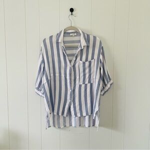 Umgee Blue and White Striped Button-Down Shirt